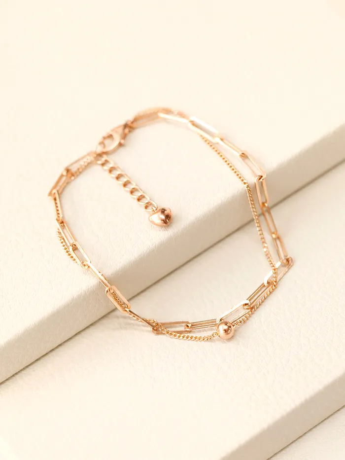 MinimalBijoux Bracelets 14K 18K Gold Two Chains Clips and Chain Layered Bracelet