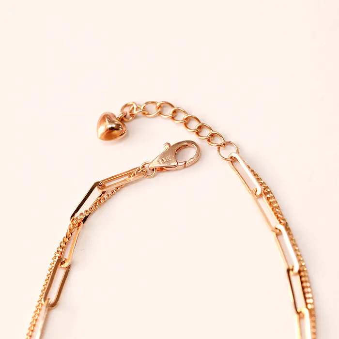 MinimalBijoux Bracelets 14K 18K Gold Two Chains Clips and Chain Layered Bracelet