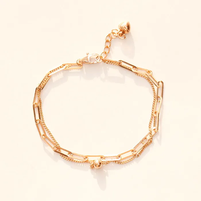 MinimalBijoux Bracelets 14K 18K Gold Two Chains Clips and Chain Layered Bracelet