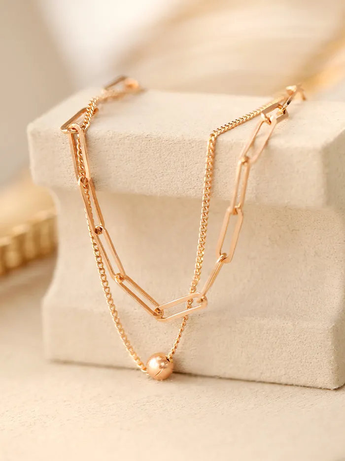 MinimalBijoux Bracelets 14K 18K Gold Two Chains Clips and Chain Layered Bracelet