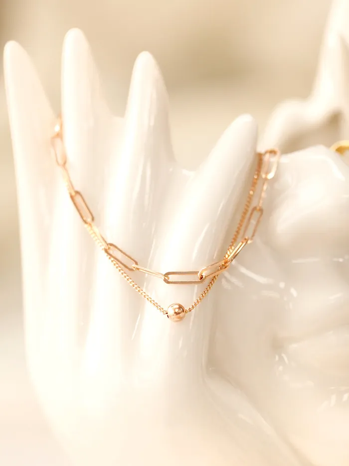 MinimalBijoux Bracelets 14K 18K Gold Two Chains Clips and Chain Layered Bracelet