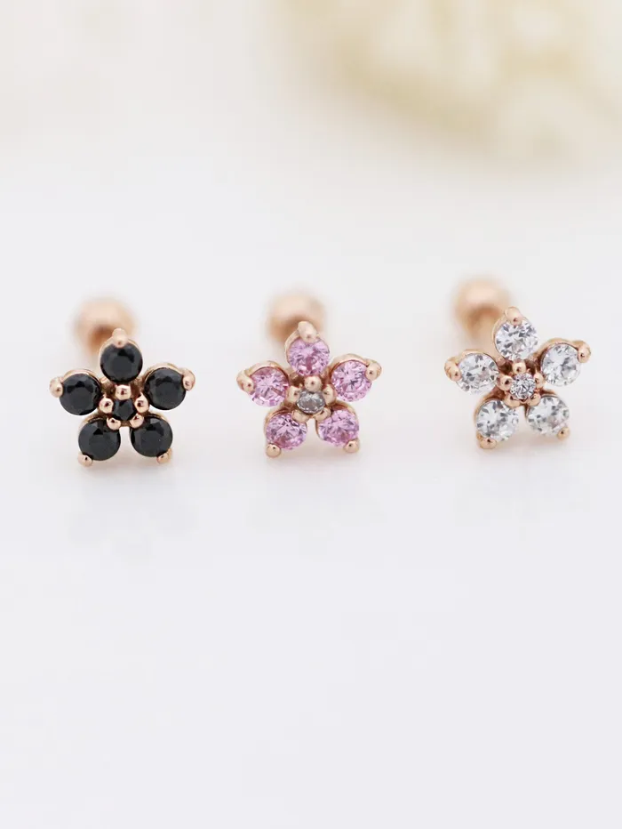 MinimalBijoux Earrings 14K Gold Best Flower Cartilage Earring 18G16G