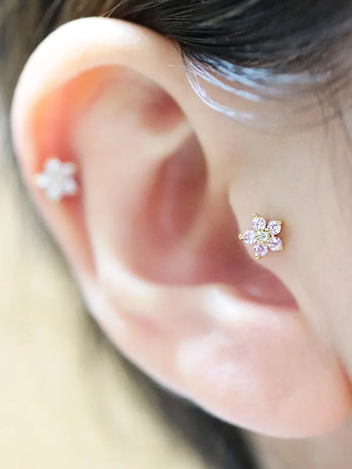 MinimalBijoux Earrings 14K Gold Best Flower Cartilage Earring 18G16G