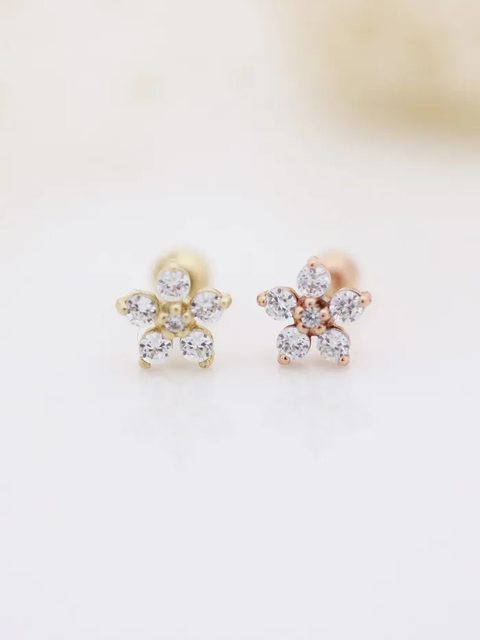 MinimalBijoux Earrings 14K Gold Best Flower Cartilage Earring 18G16G
