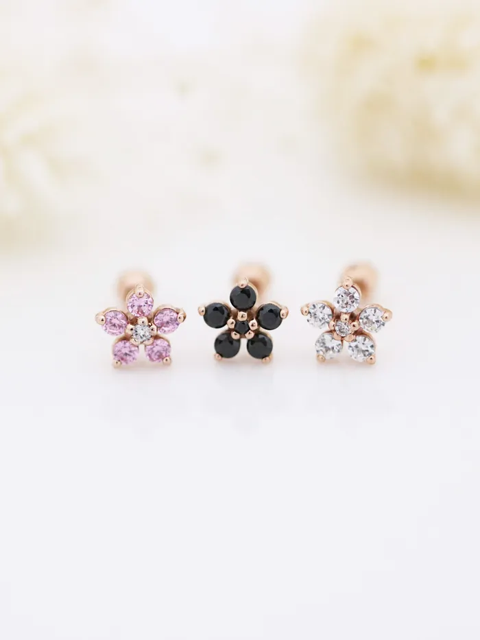 MinimalBijoux Earrings 14K Gold Best Flower Cartilage Earring 18G16G