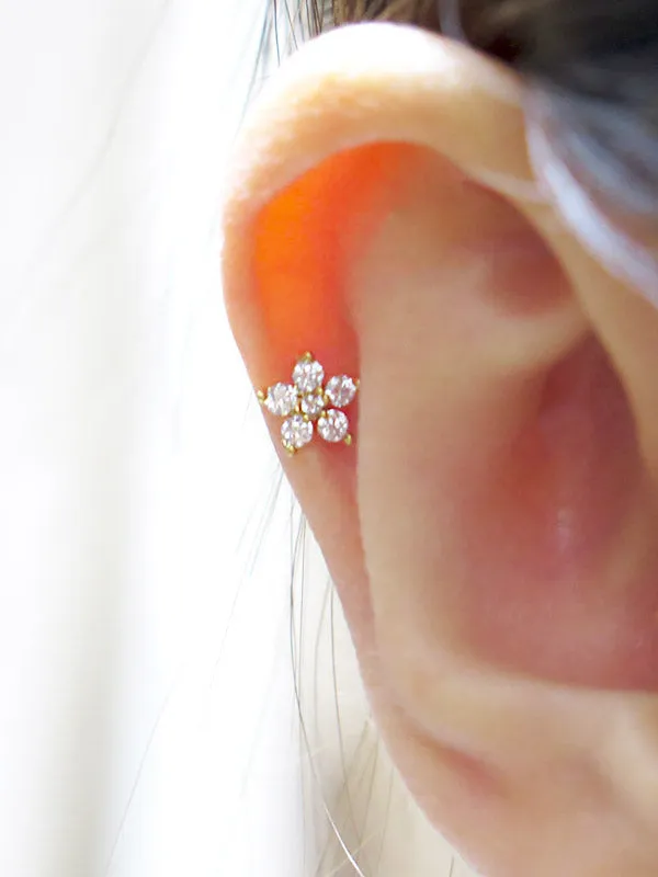 MinimalBijoux Earrings 14K Gold Best Flower Cartilage Earring 18G16G