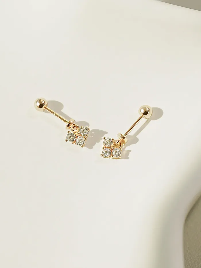 MinimalBijoux Earrings 14K Gold Block Cubic Heart Drop Cartilage Earring 20G MinimalBijoux Earrings 14K Gold Block Cubic Heart Drop Cartilage Earring 20G