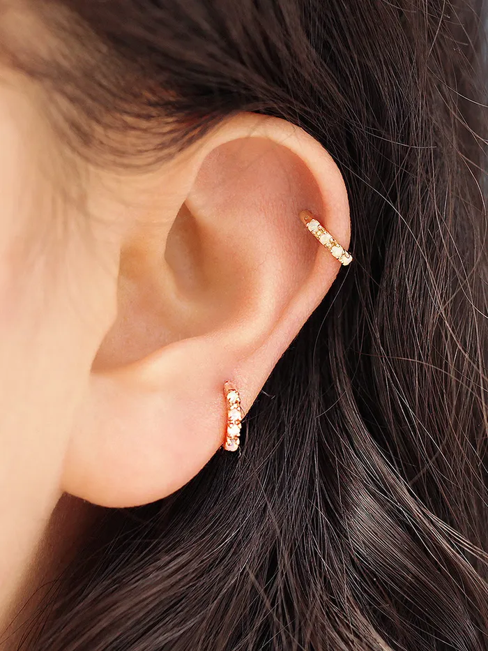 MinimalBijoux Earrings 14K Gold Daily Opal Conch Hoop Earring