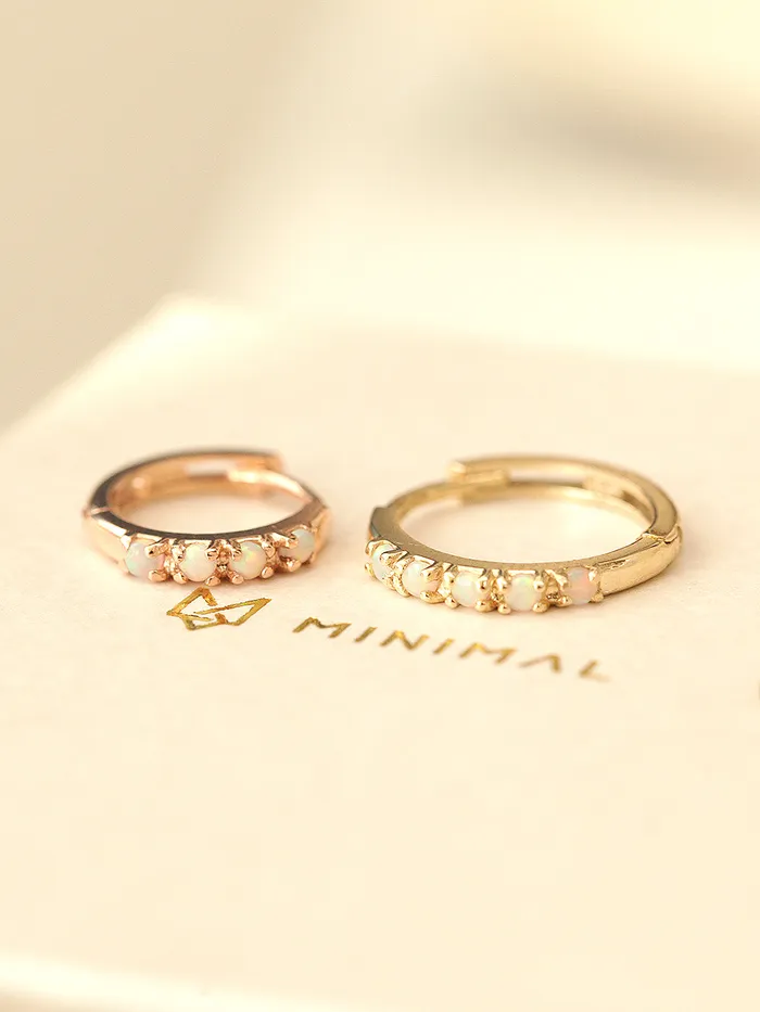MinimalBijoux Earrings 14K Gold Daily Opal Conch Hoop Earring