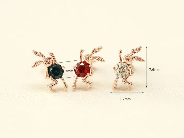MinimalBijoux Earrings 14K Gold Dancing Rabbit Cartilage Earring 18G16G