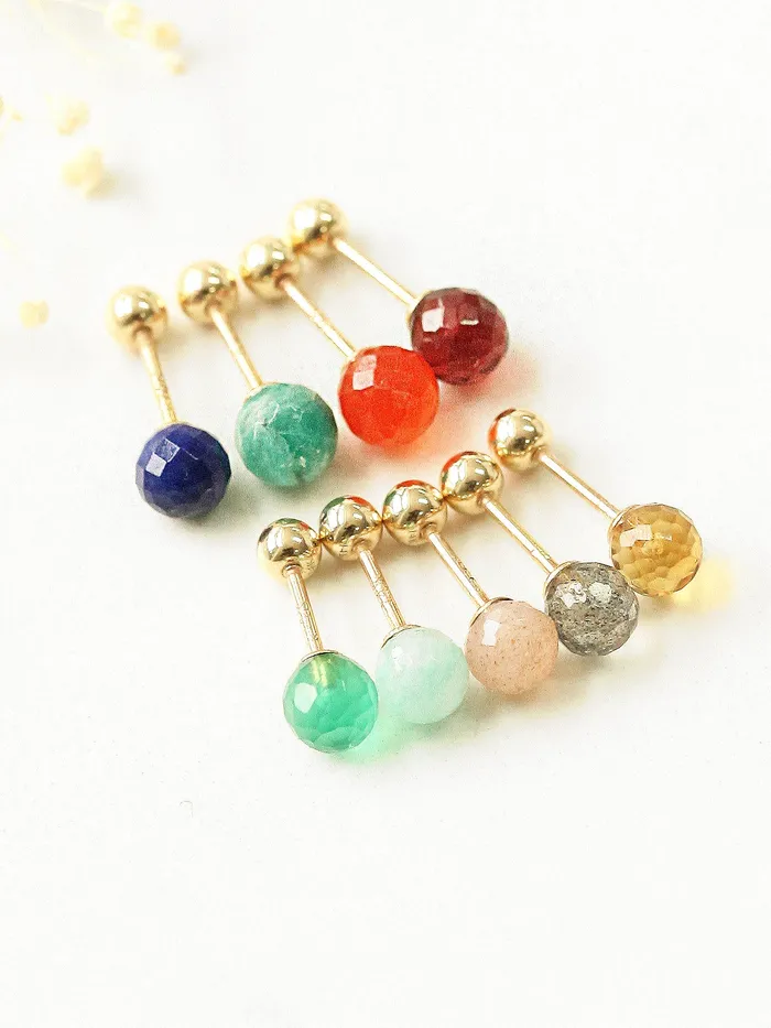 MinimalBijoux Earrings 14K gold Natural Gemstone cartilage earring 20g