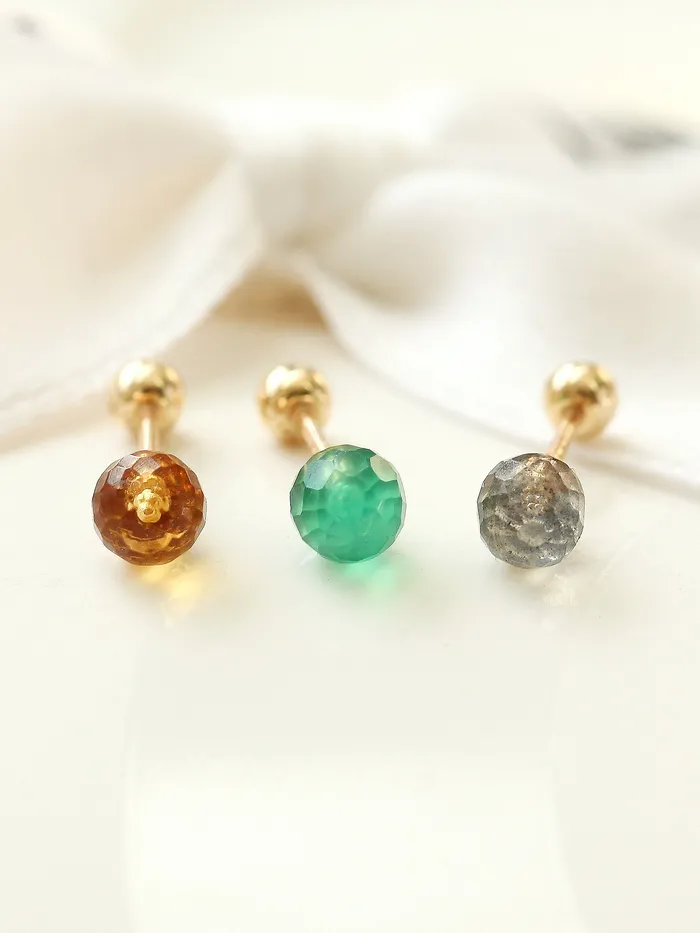 MinimalBijoux Earrings 14K gold Natural Gemstone cartilage earring 20g