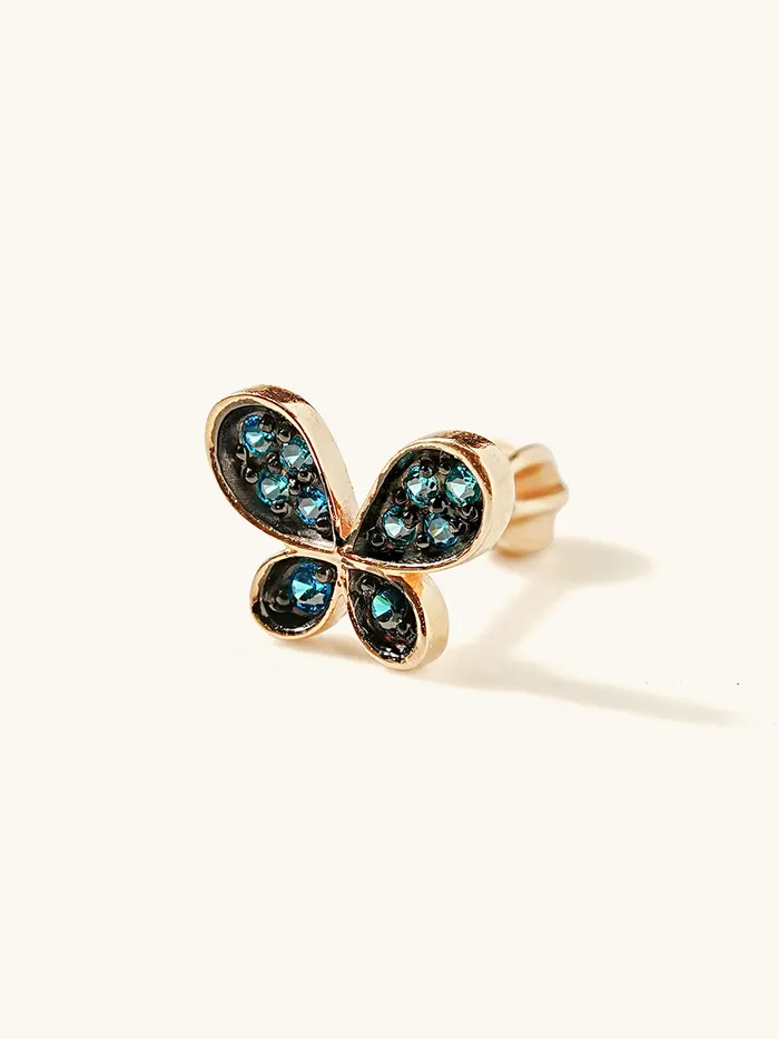 MinimalBijoux Earrings 14K Gold Polyo Blue Butterfly Cartilage Earring 18G16G MinimalBijoux Earrings 14K Gold Polyo Blue Butterfly Cartilage Earring 18G16G