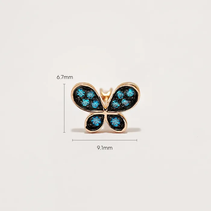 MinimalBijoux Earrings 14K Gold Polyo Blue Butterfly Cartilage Earring 18G16G