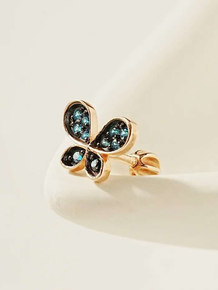 MinimalBijoux Earrings 14K Gold Polyo Blue Butterfly Cartilage Earring 18G16G
