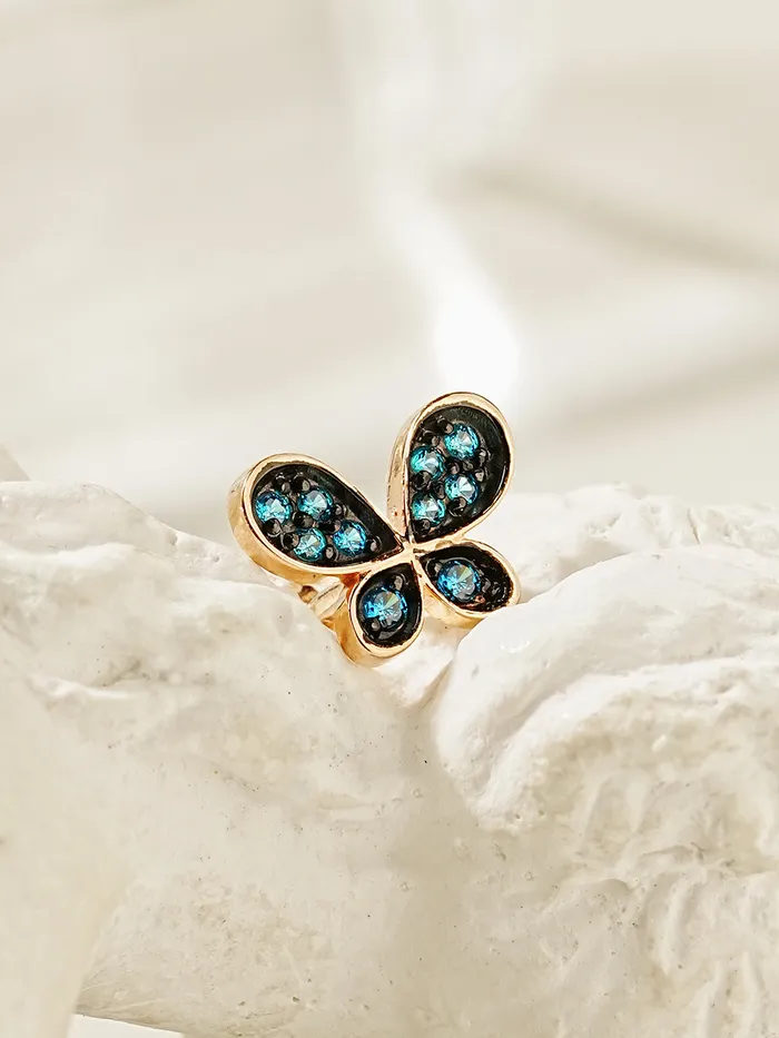 MinimalBijoux Earrings 14K Gold Polyo Blue Butterfly Cartilage Earring 18G16G