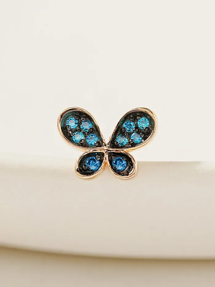 MinimalBijoux Earrings 14K Gold Polyo Blue Butterfly Cartilage Earring 18G16G