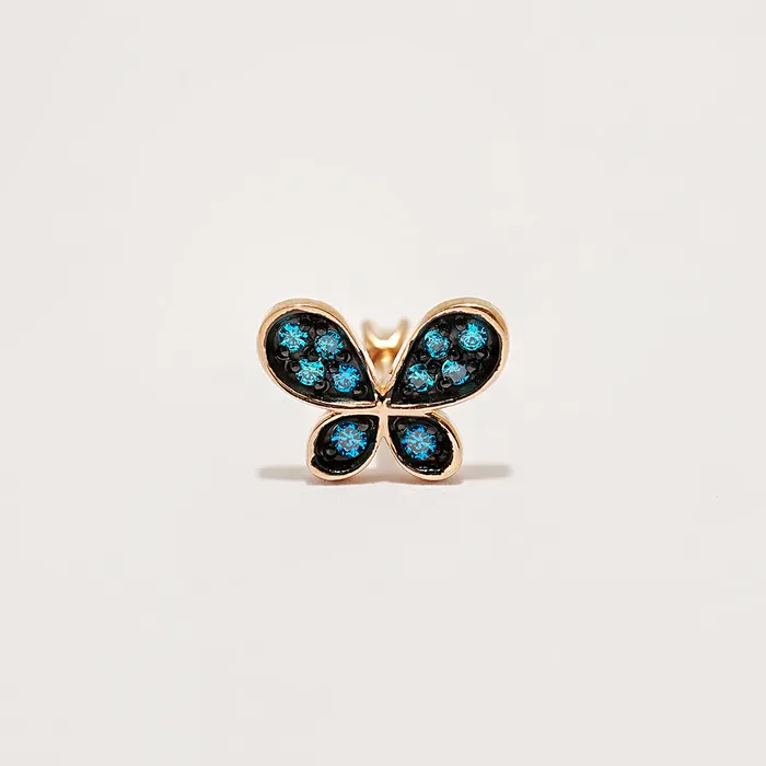 MinimalBijoux Earrings 14K Gold Polyo Blue Butterfly Cartilage Earring 18G16G