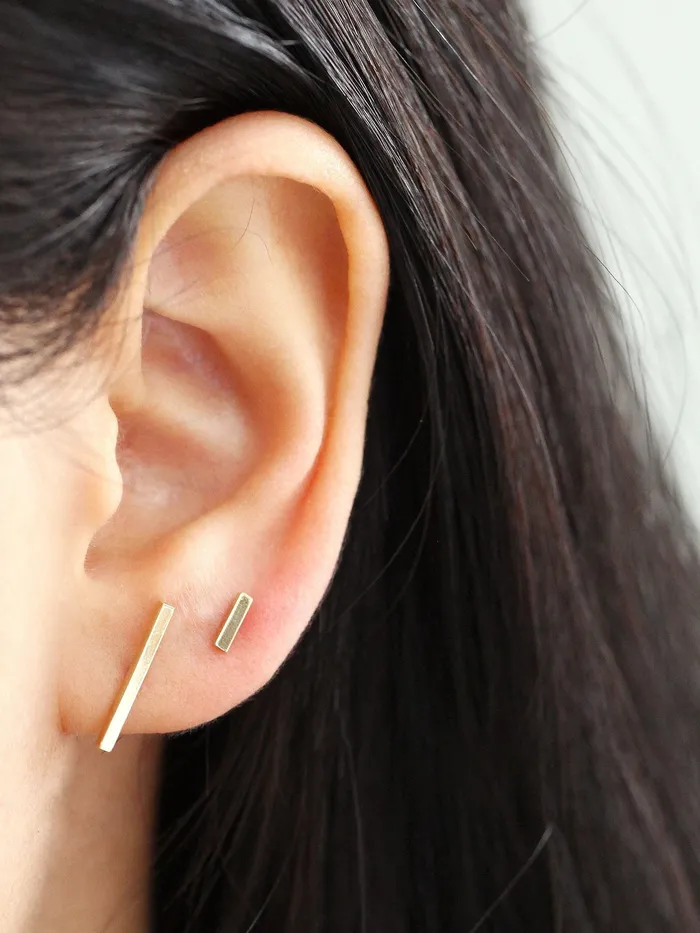 MinimalBijoux Earrings 14K Gold simple stick cartilage earring S M L XL 20g MinimalBijoux Earrings 14K Gold simple stick cartilage earring S M L XL 20g