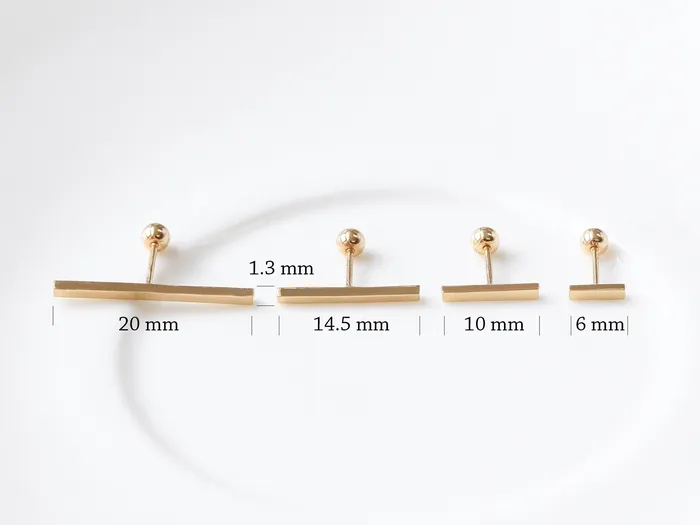 MinimalBijoux Earrings 14K Gold simple stick cartilage earring S M L XL 20g
