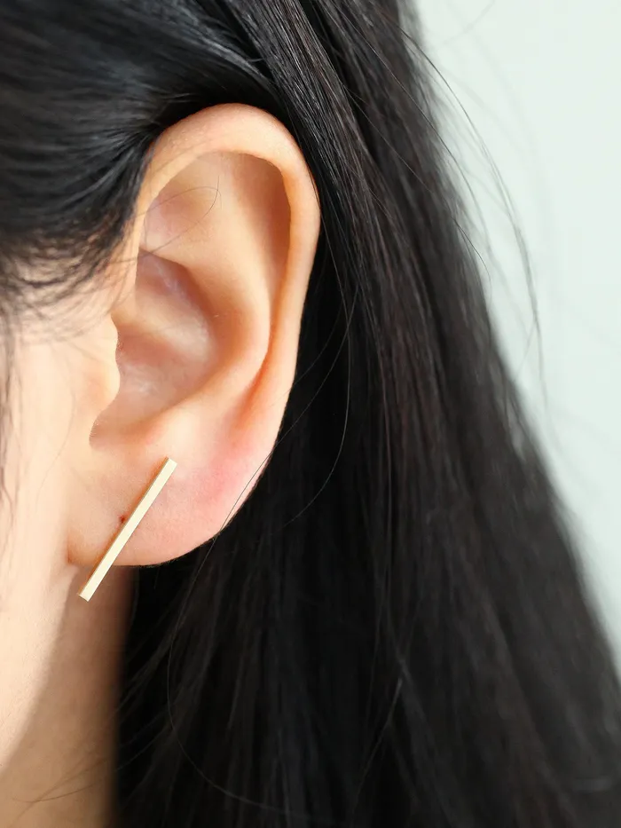 MinimalBijoux Earrings 14K Gold simple stick cartilage earring S M L XL 20g
