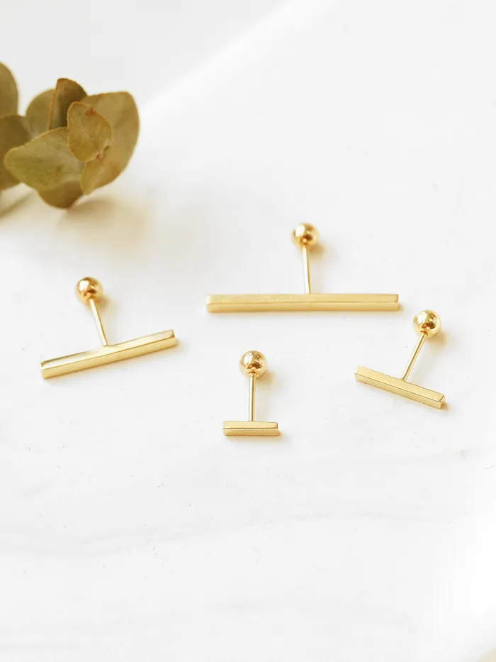 MinimalBijoux Earrings 14K Gold simple stick cartilage earring S M L XL 20g