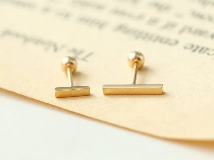 MinimalBijoux Earrings 14K Gold simple stick cartilage earring S M L XL 20g
