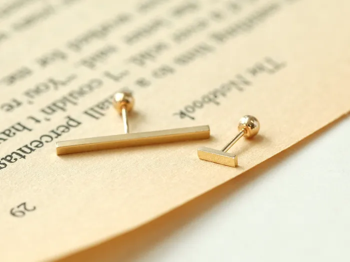 MinimalBijoux Earrings 14K Gold simple stick cartilage earring S M L XL 20g