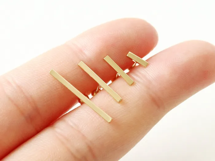 MinimalBijoux Earrings 14K Gold simple stick cartilage earring S M L XL 20g