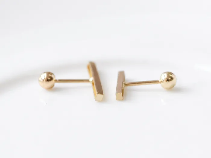 MinimalBijoux Earrings 14K Gold simple stick cartilage earring S M L XL 20g