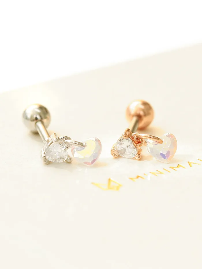 MinimalBijoux Earrings Heart Drop Cubic Piercing