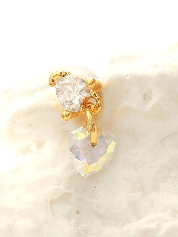 MinimalBijoux Earrings Heart Drop Cubic Piercing