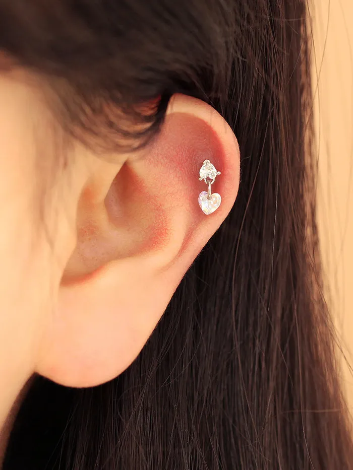 MinimalBijoux Earrings Heart Drop Cubic Piercing