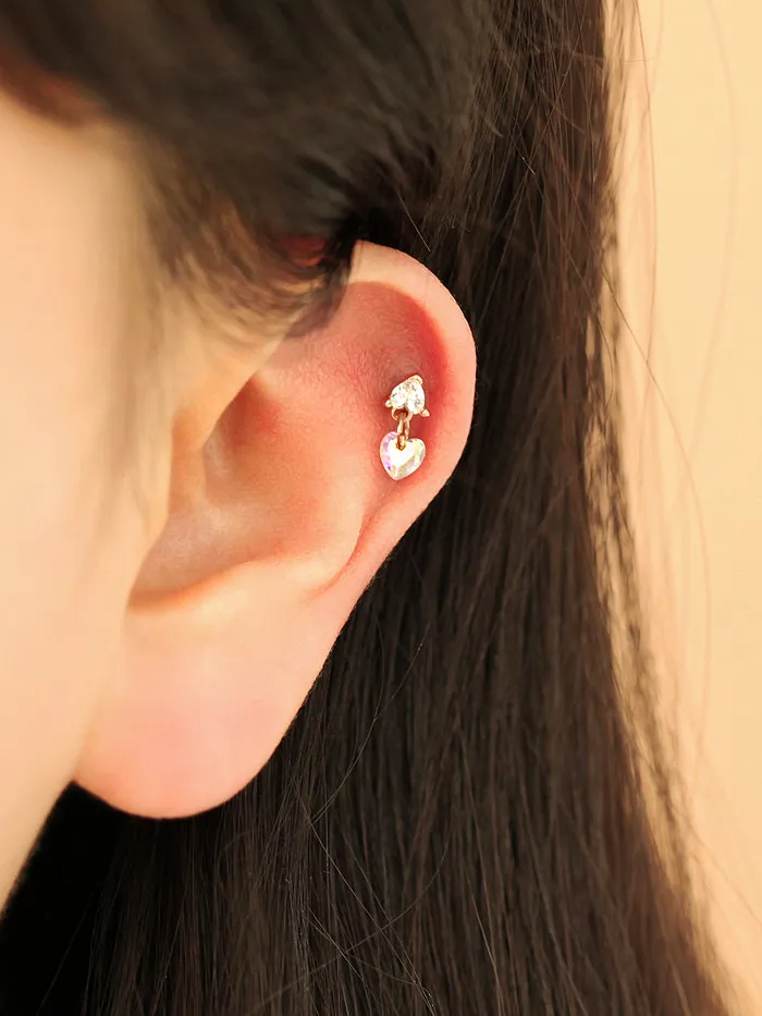 MinimalBijoux Earrings Heart Drop Cubic Piercing