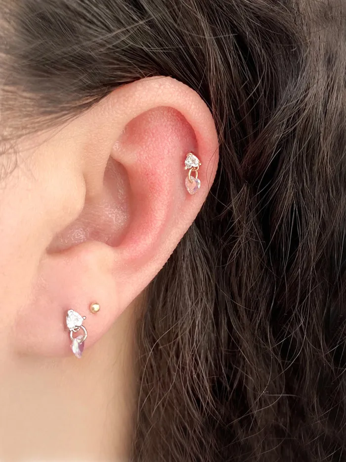 MinimalBijoux Earrings Heart Drop Cubic Piercing