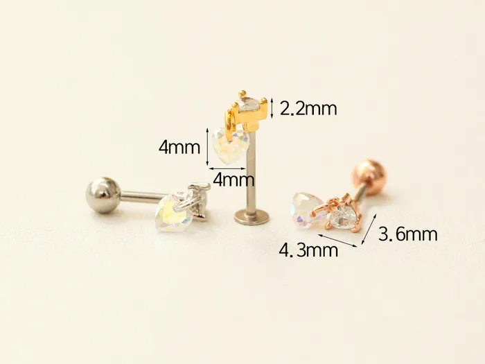 MinimalBijoux Earrings Heart Drop Cubic Piercing