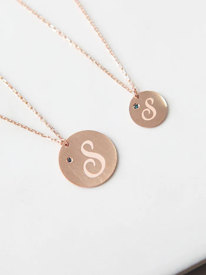 MinimalBijoux Necklaces 14K 18K Gold Initial Dia Necklace