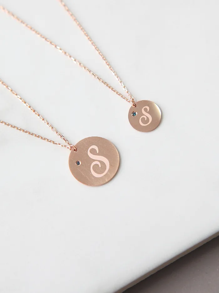 MinimalBijoux Necklaces 14K 18K Gold Initial Dia Necklace