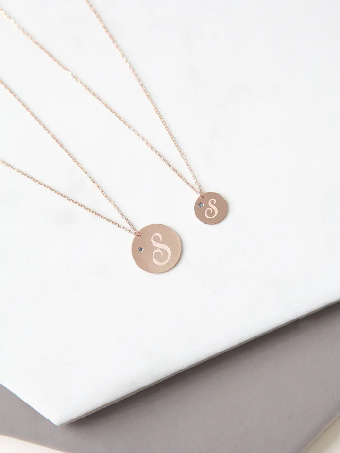 MinimalBijoux Necklaces 14K 18K Gold Initial Dia Necklace