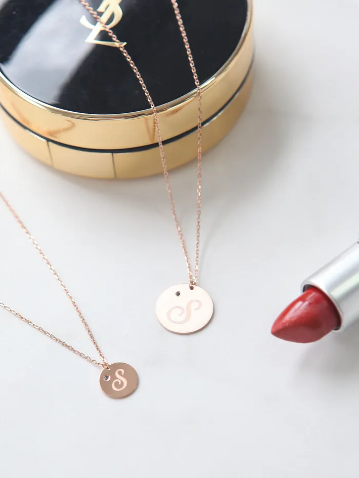 MinimalBijoux Necklaces 14K 18K Gold Initial Dia Necklace