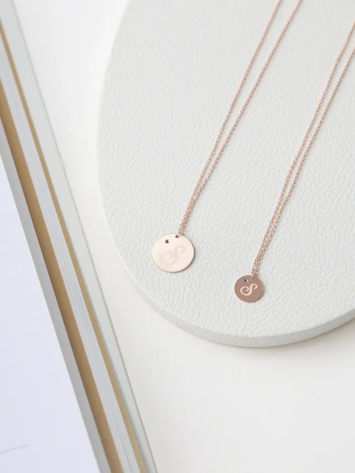 MinimalBijoux Necklaces 14K 18K Gold Initial Dia Necklace