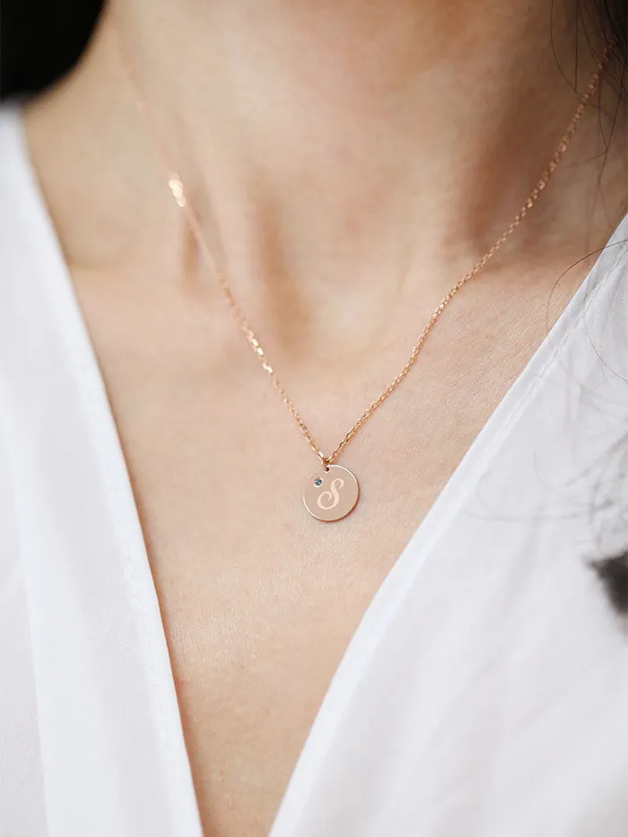 MinimalBijoux Necklaces 14K 18K Gold Initial Dia Necklace