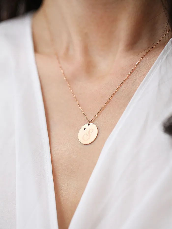 MinimalBijoux Necklaces 14K 18K Gold Initial Dia Necklace