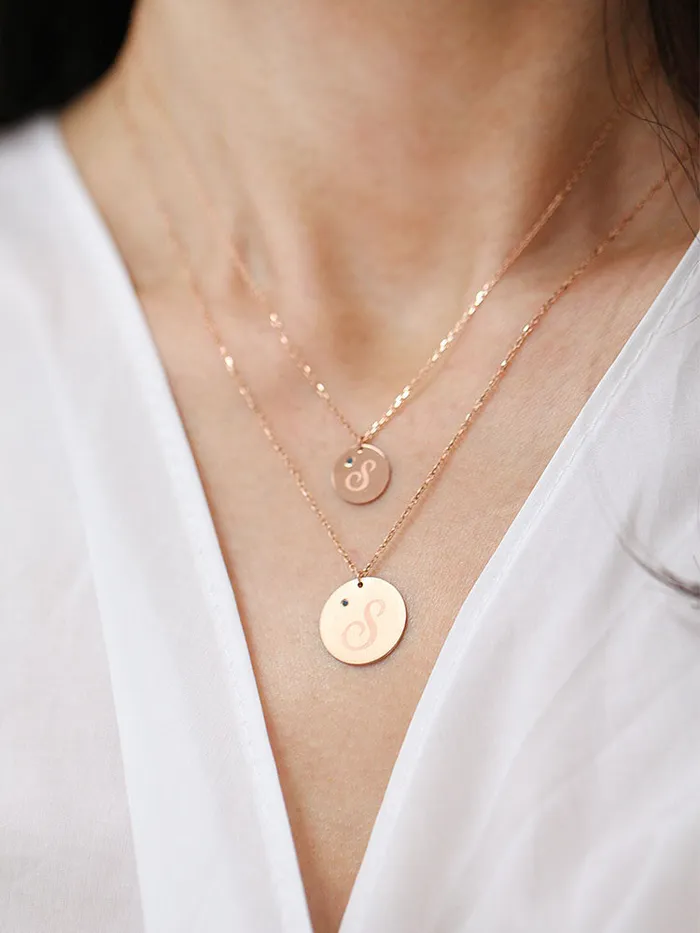 MinimalBijoux Necklaces 14K 18K Gold Initial Dia Necklace