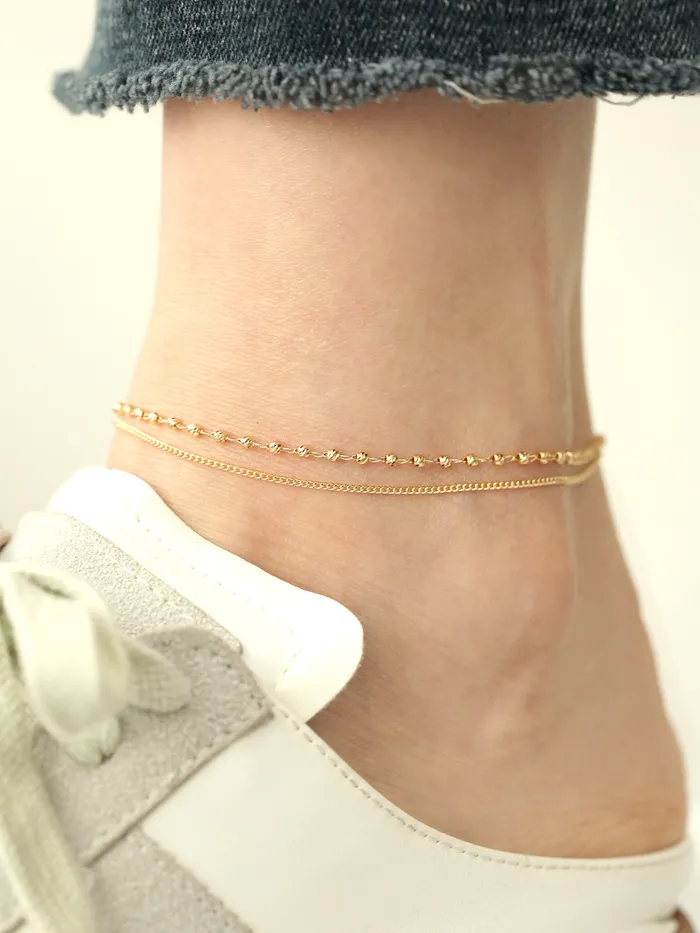 MinimalBijoux PreStyled Sets 14K 18K Gold Candy Cutting Ball Chain Anklet