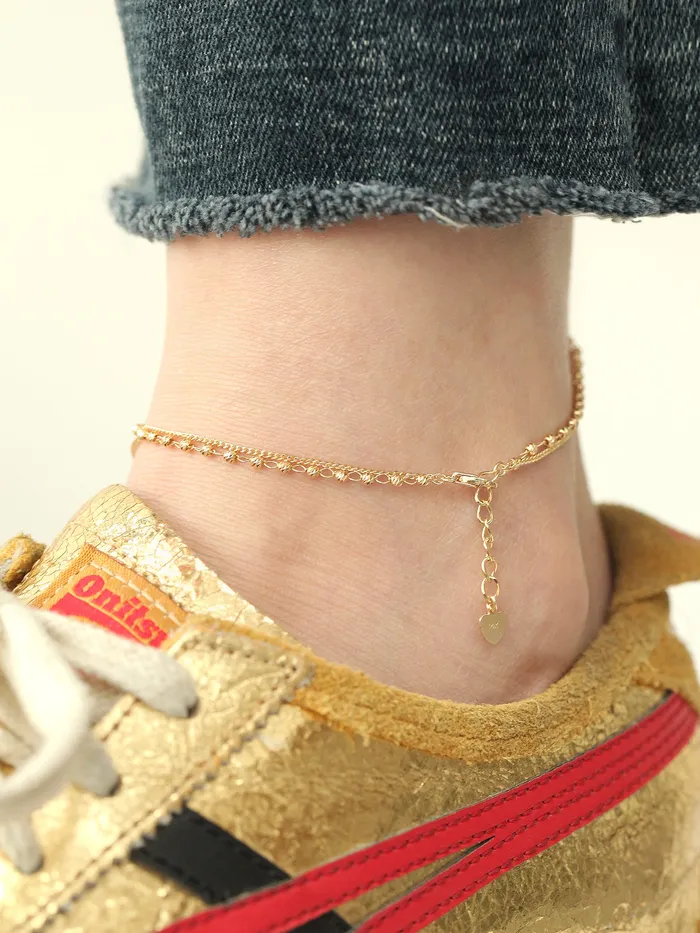 MinimalBijoux PreStyled Sets 14K 18K Gold Candy Cutting Ball Chain Anklet