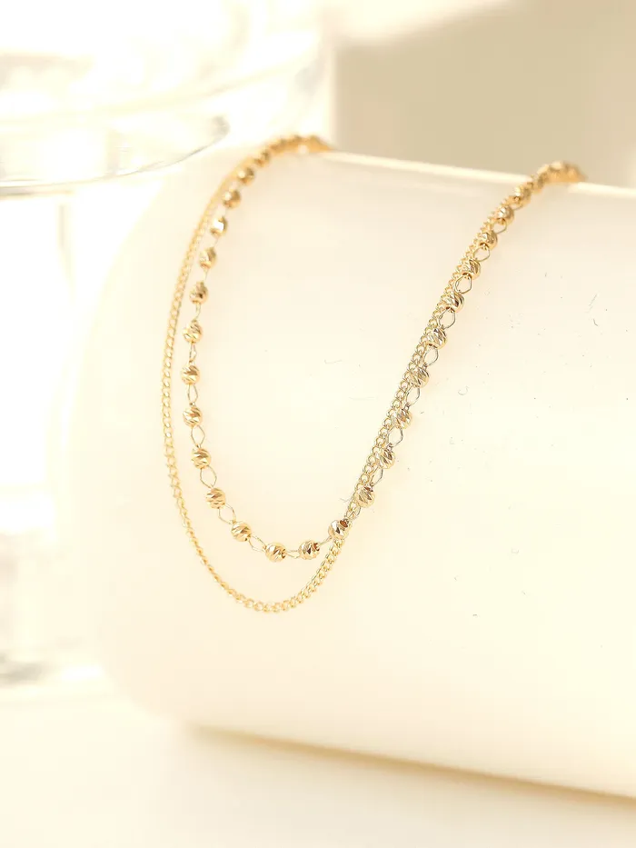 MinimalBijoux PreStyled Sets 14K 18K Gold Candy Cutting Ball Chain Anklet