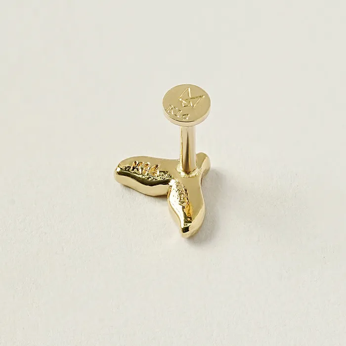 MinimalBijoux PreStyled Sets 14K Gold Whale Tale Cubic Internally Threaded Labret Piercing 18G16G