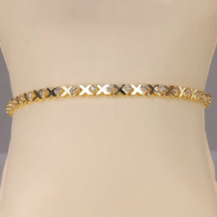 Moriartys Gem Art Bracelets 14K Yellow Gold Diamond XO Bracelet 100 Carats