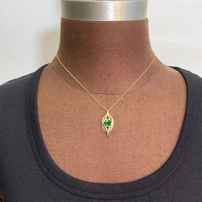 Moriartys Gem Art PreStyled Sets 18K Yellow Gold Tsavorite Garnet and Diamond Pendant